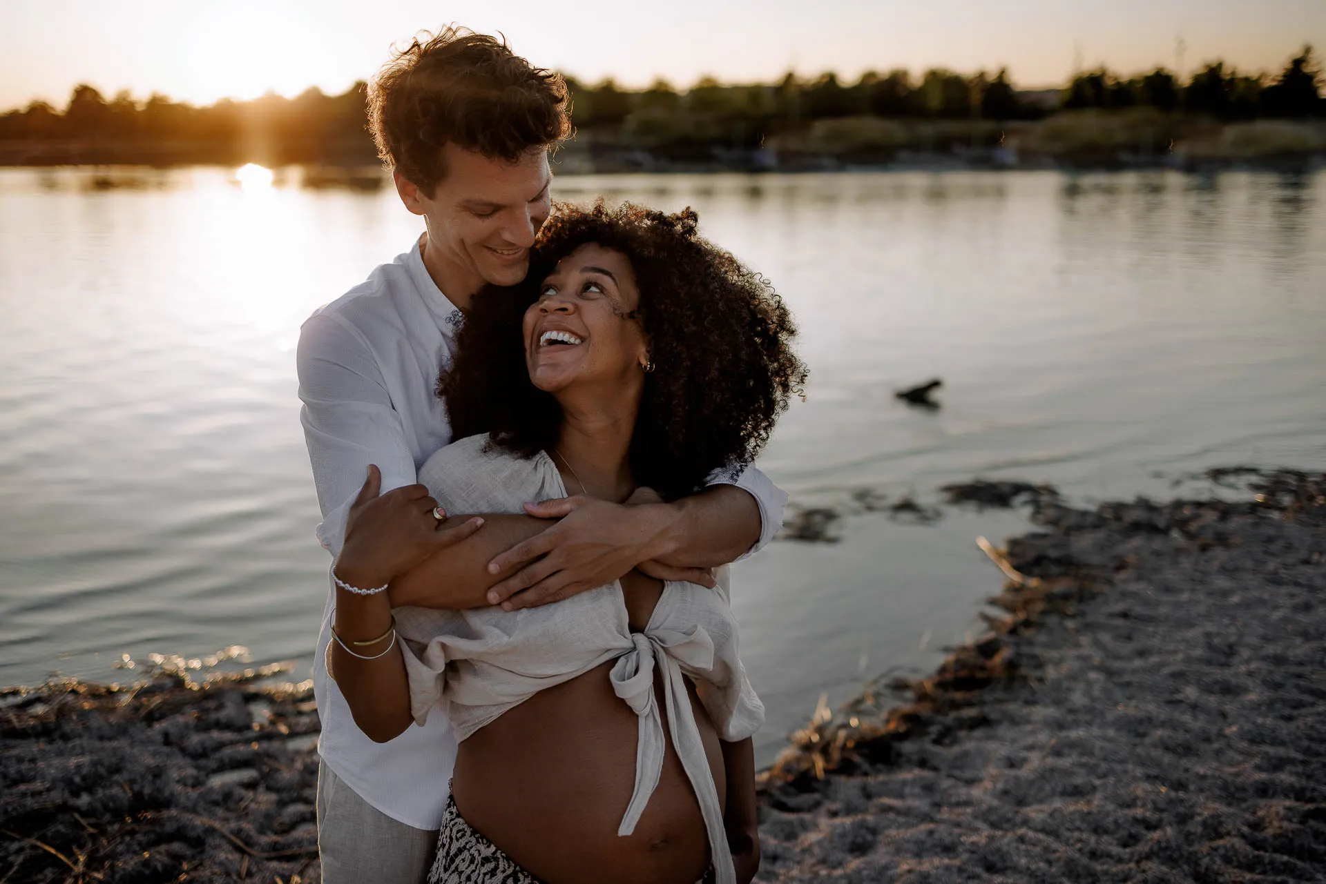 Joelle and Roland sensual maternity session in water