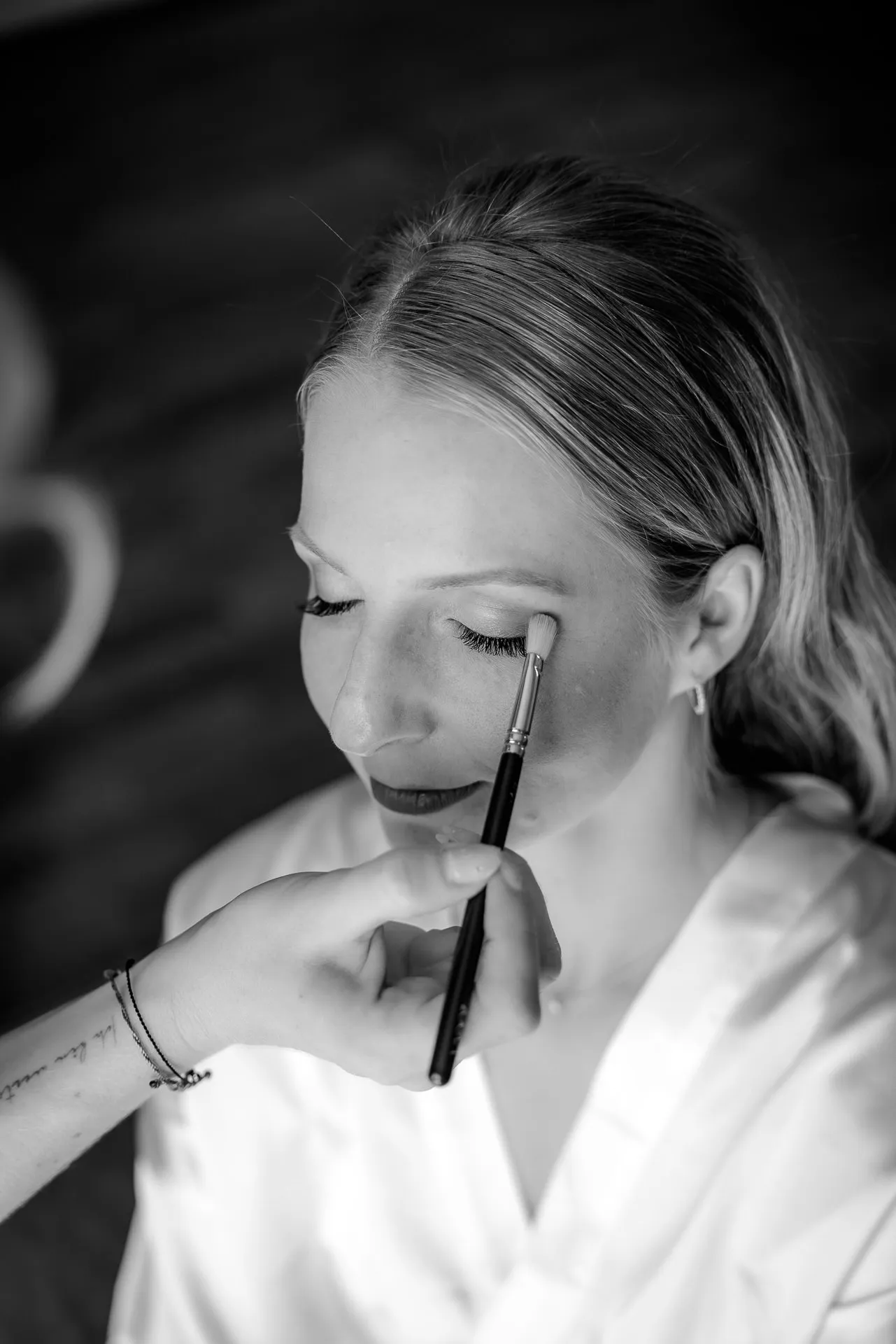 Professional bridal eye make-up black and white wedding photography La Villa