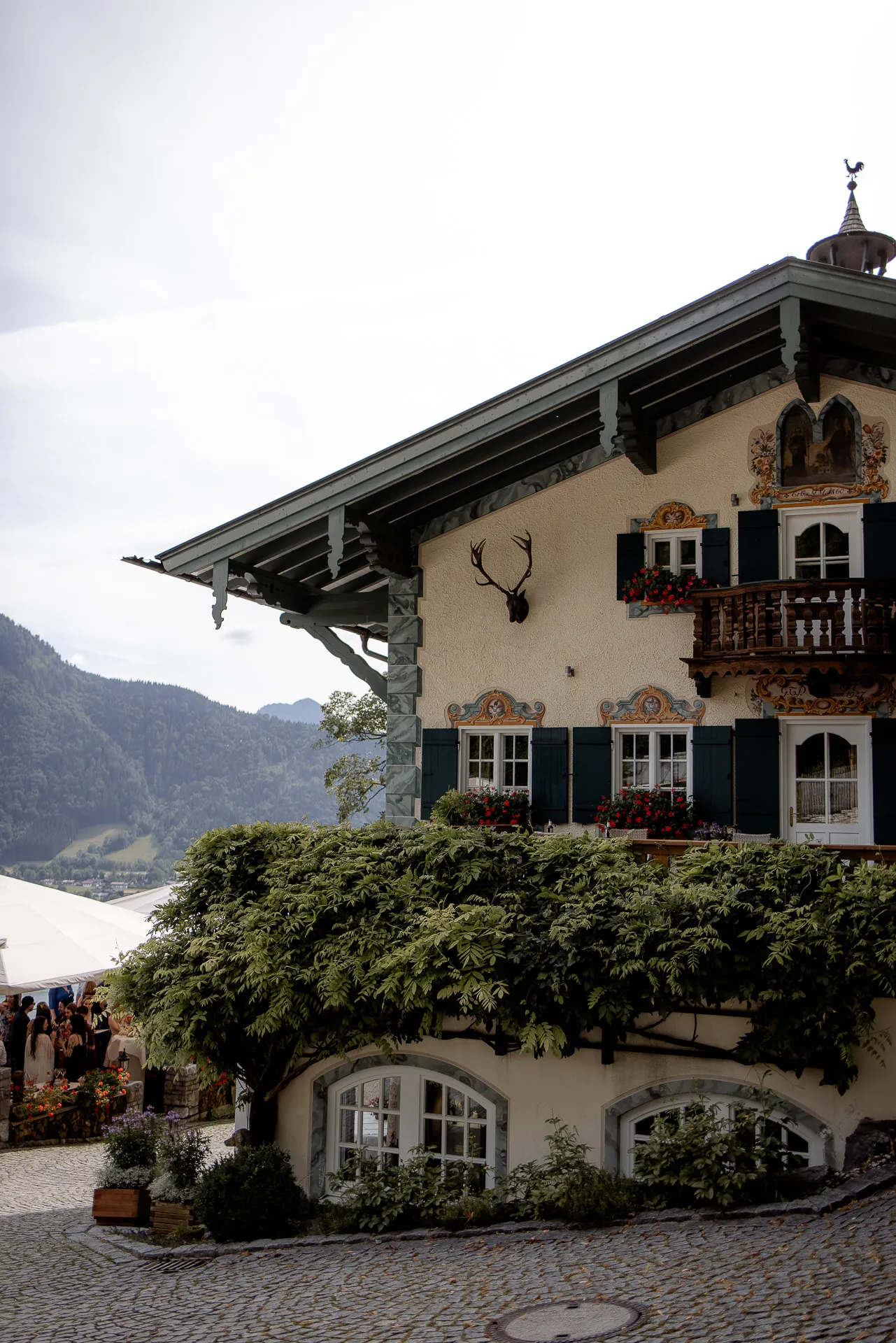 Leeberghof at Lake Tegernsee exterior view – traditional Bavarian wedding venue with mountain view